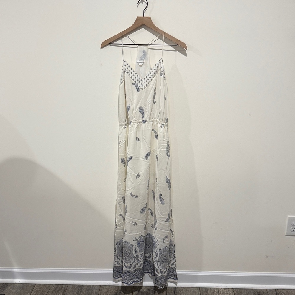 • Club Monaco • Women’s Silk Paisley Maxi Dress White and Blue  4 - Picture 3 of 5
